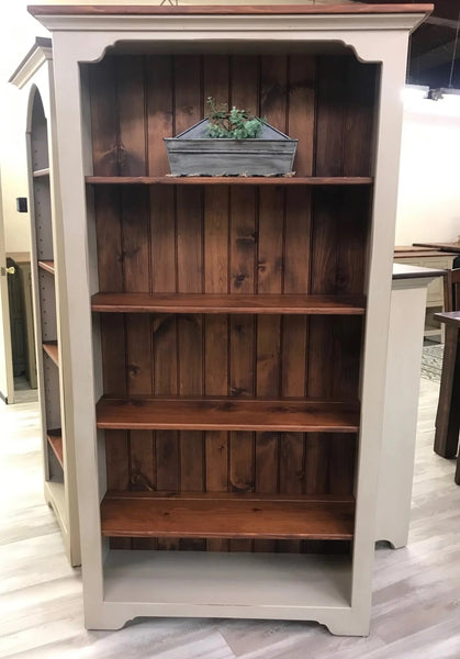 Bookcase-J18 6' Large Open-Antique White with Michael's Cherry
