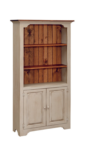 Bookcase-J19 6' Large with Doors - Antique White with Michael’s Cherry