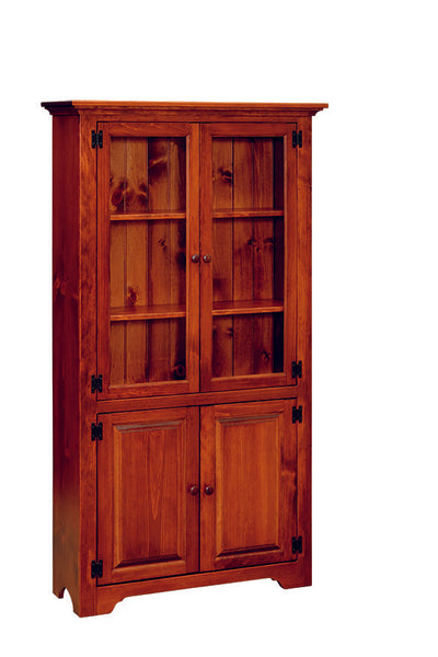 Bookcase-J92 6' Large with Glass & Solid Doors