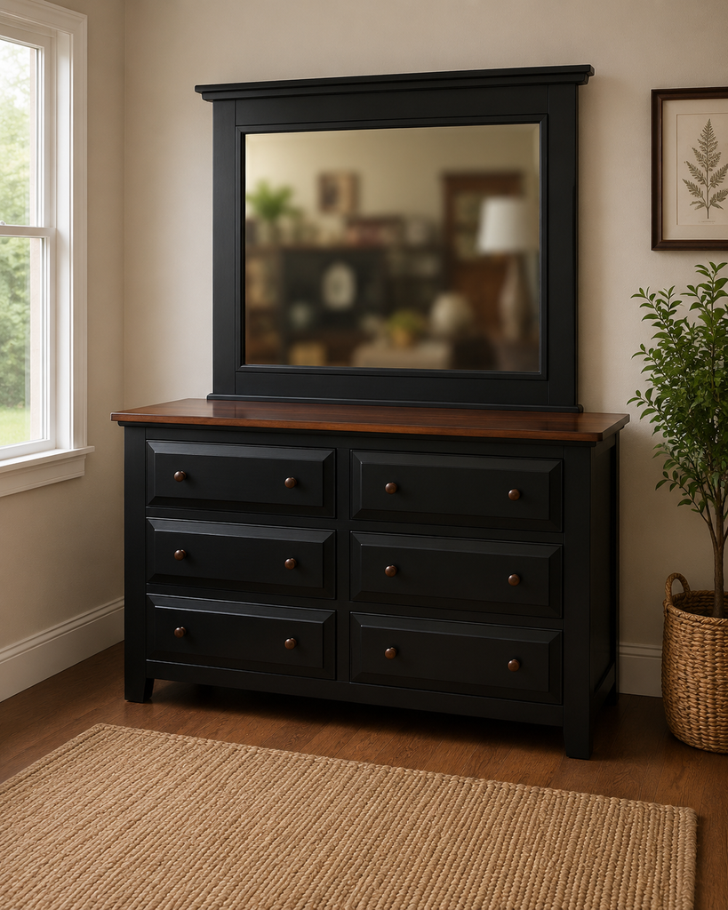 Dresser-6 Drawer - Black with Michael's Cherry