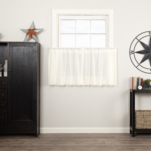 Tobacco Cloth Antique White Tier Fringed Set