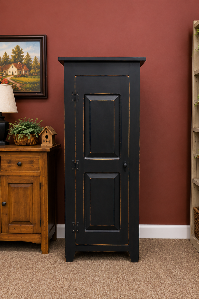 Pie Safe - LW500-53-56" Single Door with Raised Panels-Black