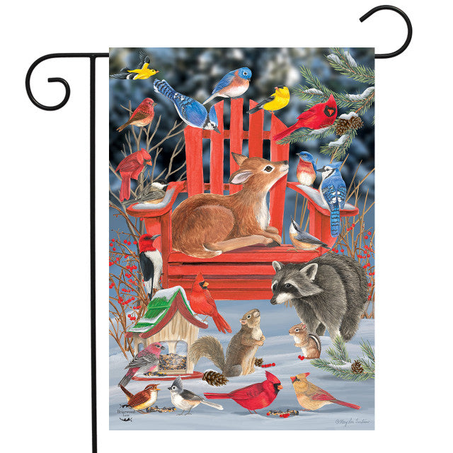 Snow Day Gathering Garden Flag