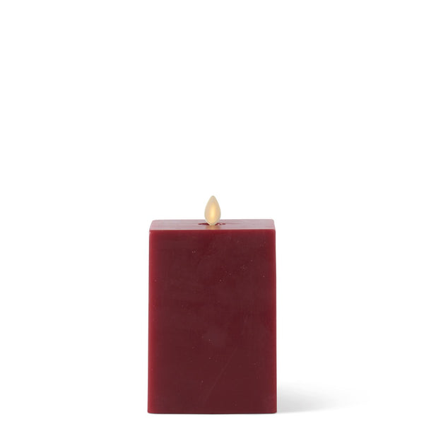 Luminara Candle - 4" x 7.5" Red Wax Indoor Square Pillar