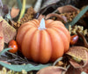 Orange Pumpkin Carved Timer Moving Flame LED Candle 4.5"x2.75"