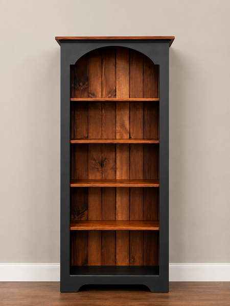 Bookcase-J15 6' Narrow Open Colonial-Black with Michael's Cherry