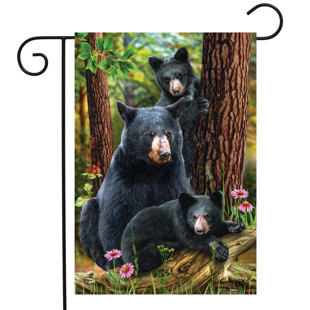 Black Bear Family Garden Flag