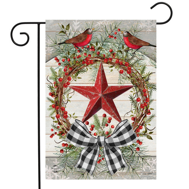 Berry Wreath Barnstar Garden Flag