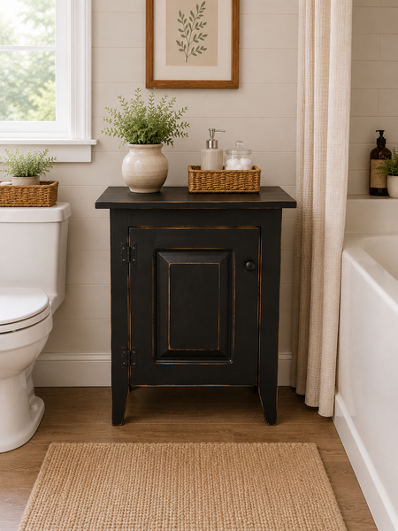 Accent Table - Single Door Cabinet with Raised Panel - Black