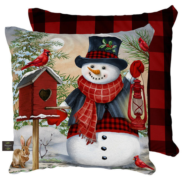 Snowman And Friends Winter Pillow