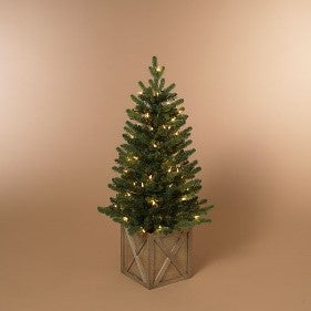 40"H UL Electric Lighted Holiday Tree in Wood Box w/ 70 LED Lights