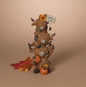 12.8"H Resin Harvest Stacking Highland Cows