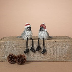 5"H Resin Holiday Winter Bird Shelf Sitter, 2 Asst