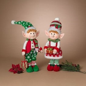 21"H Plush Holiday Elf, 2 Asst