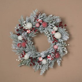 28"D Holiday Pine Wreath w/ Ornaments & Candy