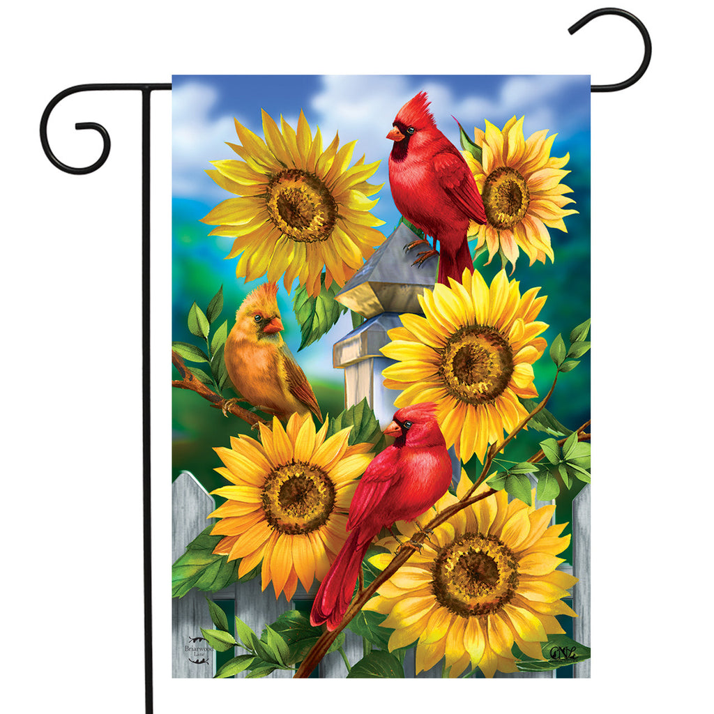 Cardinals And Sunflowers Garden Flag