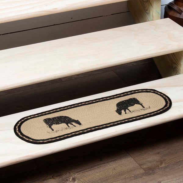 Sawyer Mill Charcoal Cow Jute Stair Tread - Oval