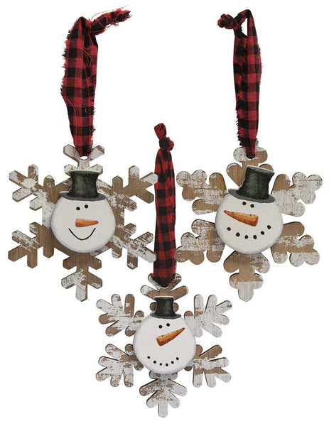 Happy Snowman Snowflake Ornament