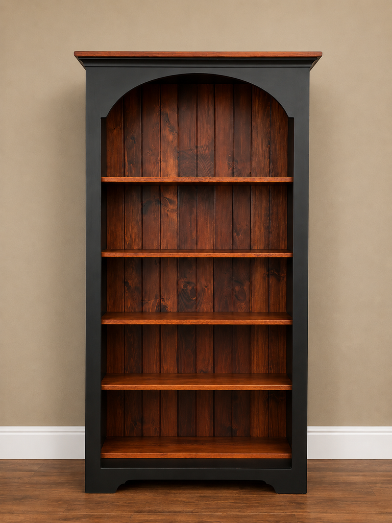 Bookcase-J118 6' Large Open Colonial-Black with Michael Cherry