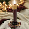 Burgundy Led Battery Operated Timer Taper Candle - 7"