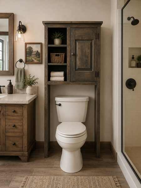 Over the Toilet Cabinet-Antique Slate with Raised Panel Door