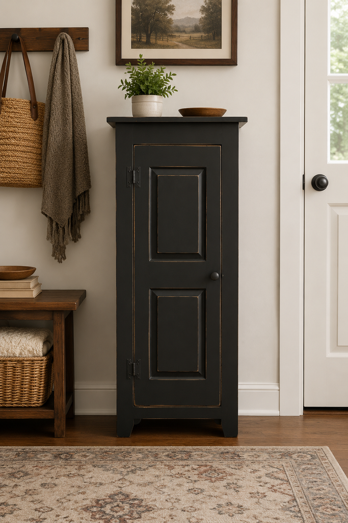 Pie Safe-48" Single Door with Raised Panel - Black