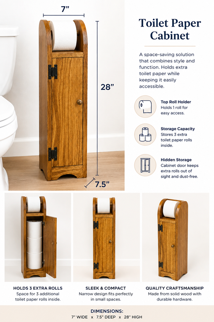 Toilet Paper Cabinet-Seely with Solid Panel Door