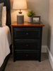 Night Stand-3 Drawers-Black with Michael's Cherry