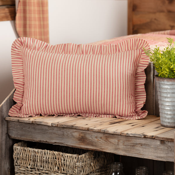 Sawyer Mill Red Ticking Stripe Fabric Pillow