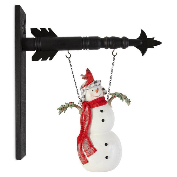 Glittered Resin Snowman with 2 Cardinals Arrow Replacement