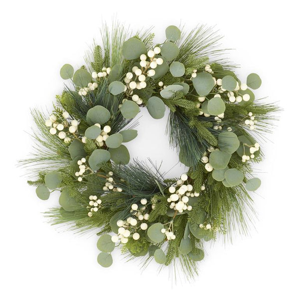 Wreath - Long Needle Pine Eucalyptus & White Berry
