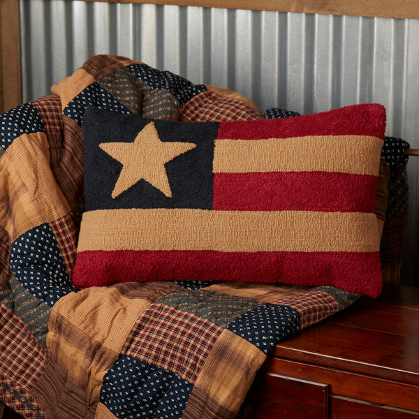 Patriotic Patch Flag Hooked Pillow