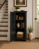 Pie Safe-48" Single Door with Raised Panel - Black