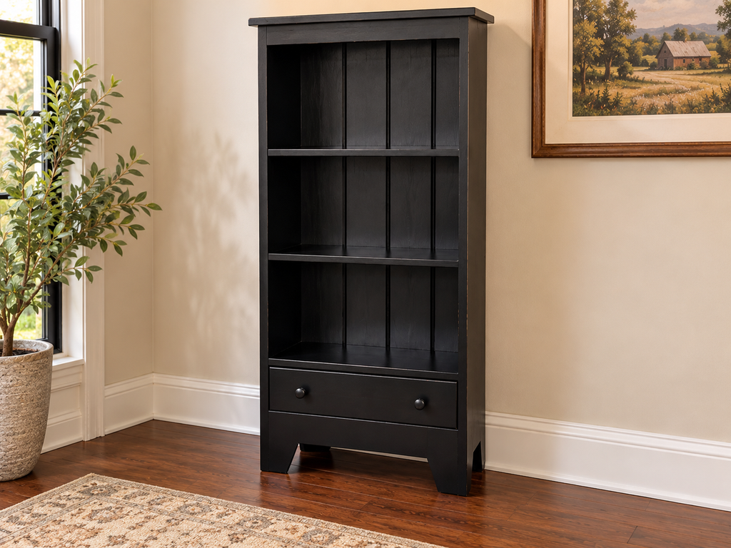 Bookcase with Drawer -Black