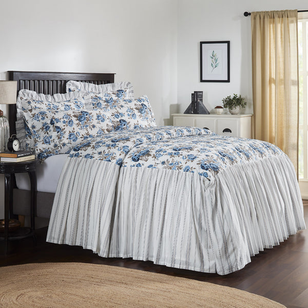 Annie Blue Floral Ruffled Coverlet