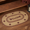 Burgundy & Tan Jute Rug - Welcome