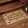 Burgundy & Tan Jute Rug - Welcome