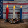 Royal Blue Led Battery Operated Timer Taper Candle - 7"