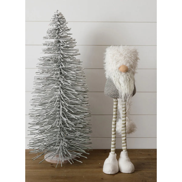 Standing Gnome - Gray, Gold Stripe Legs, Shaggy Hat