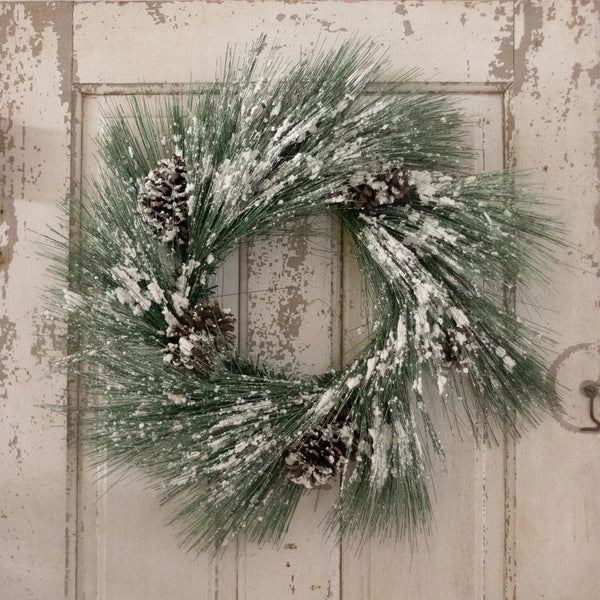 Wreath - Snowy and Frosted with Pinecones