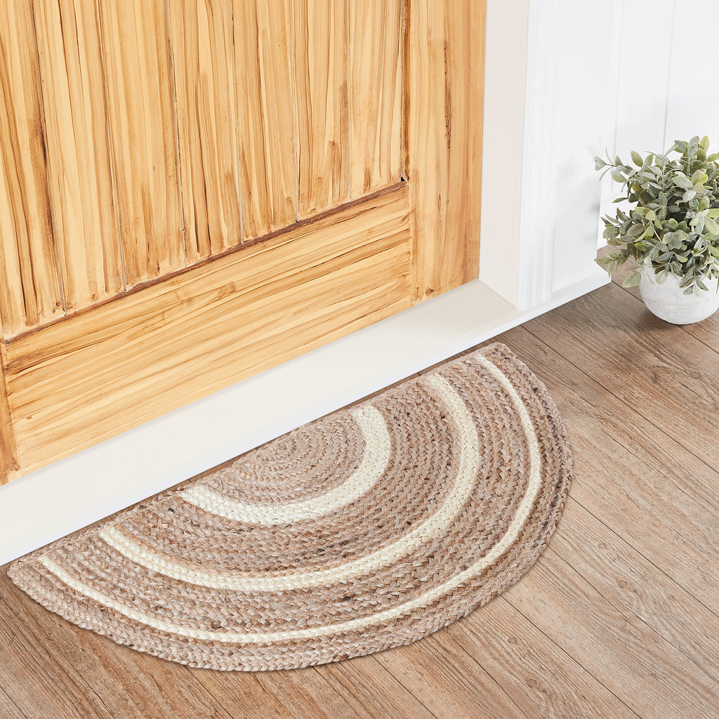 Natural & Creme Jute Rug Half Circle