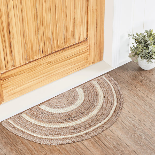 Natural & Creme Jute Rug Half Circle