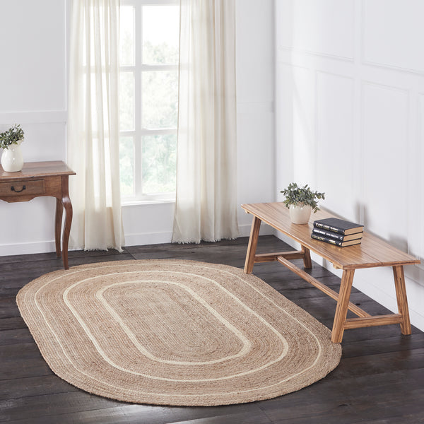 Natural & Creme Jute Rug - Oval