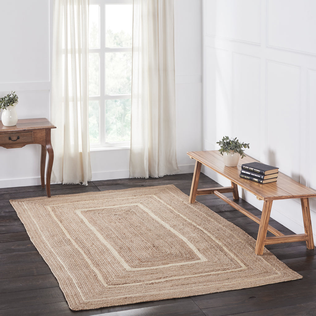 Natural & Creme Jute Rug - Rectangle