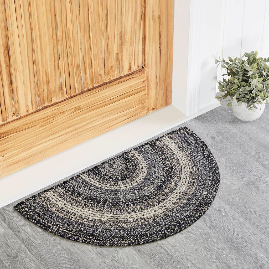 Sawyer Mill Black Braided Jute Rugs - Half Circle