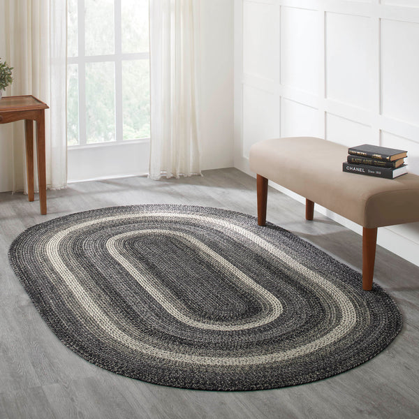 Sawyer Mill Black Braided Jute Rugs - Oval