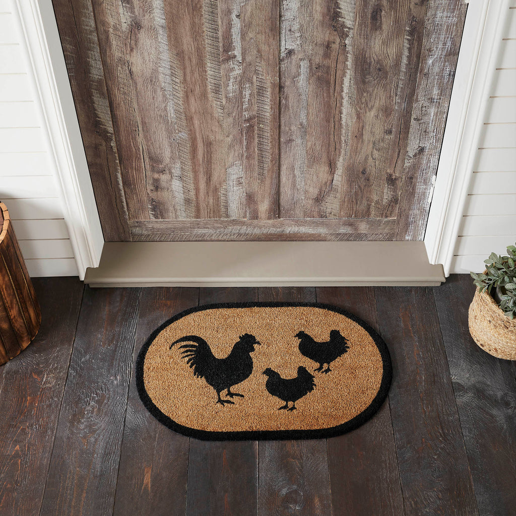 Down Home Rooster & Hens Coir Rug