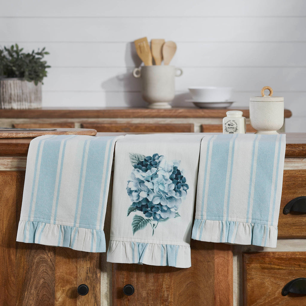 Finders Keepers Hydrangea Ruffled Tea Towel Set of 3