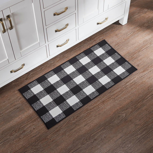 Annie Buffalo Check Black Polyester Rectangle Rug