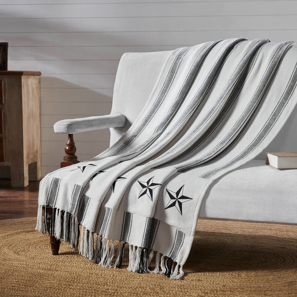 Sawyer Mill Black Ticking Stripe Woven Throw